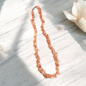 Coral Pink Orange Shell Necklace With Barrel Screw Clasp @16"L